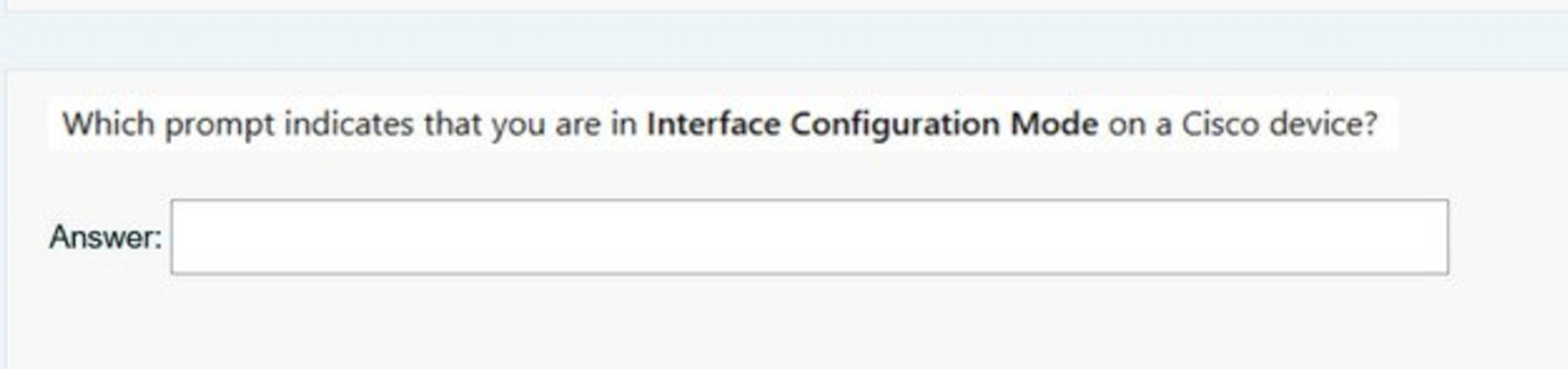 Which prompt indicates that you are in Interface