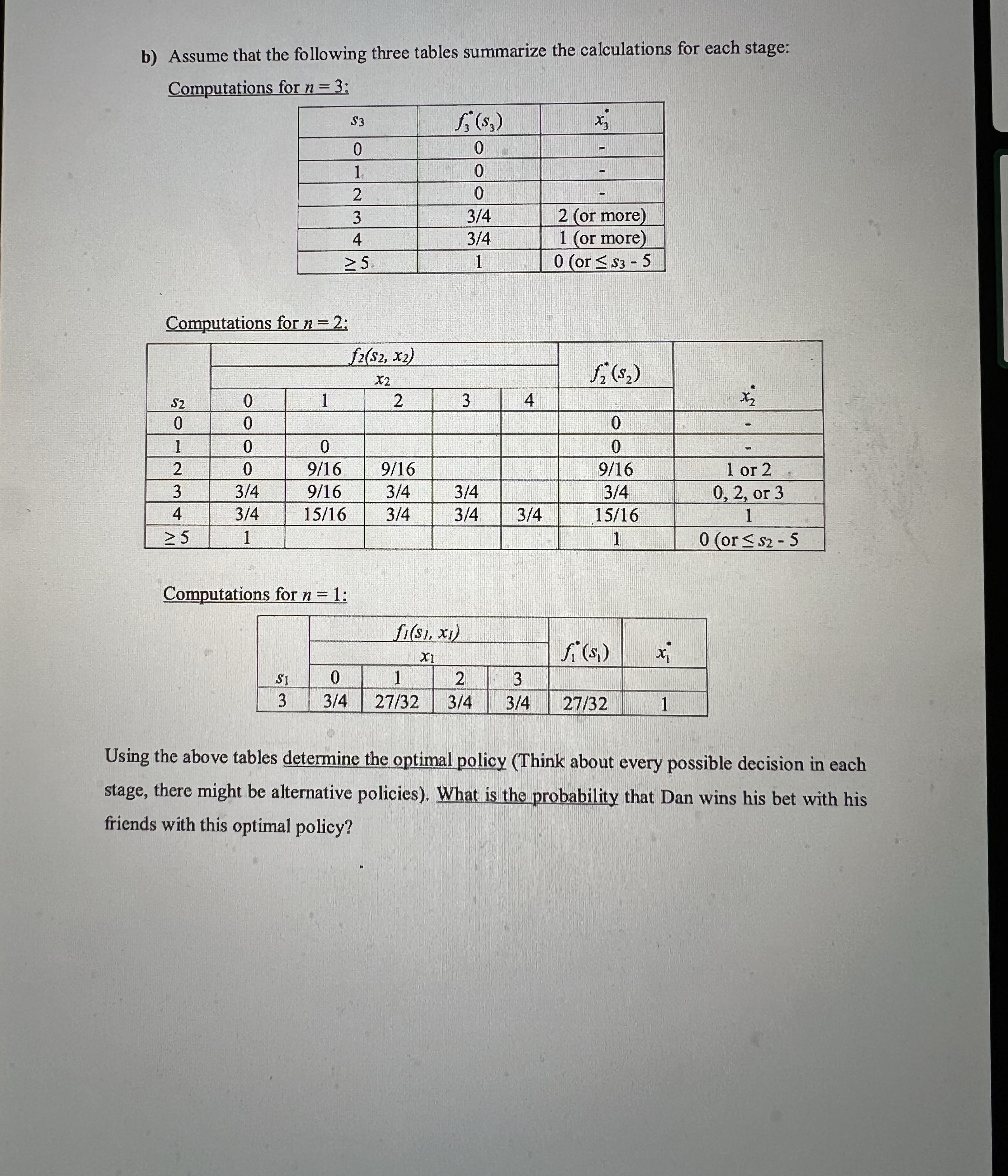 b ) Assume that the following three tables