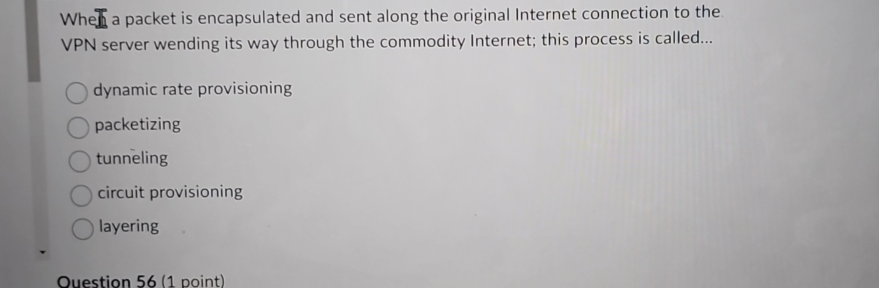 Whef a packet is encapsulated and sent along the