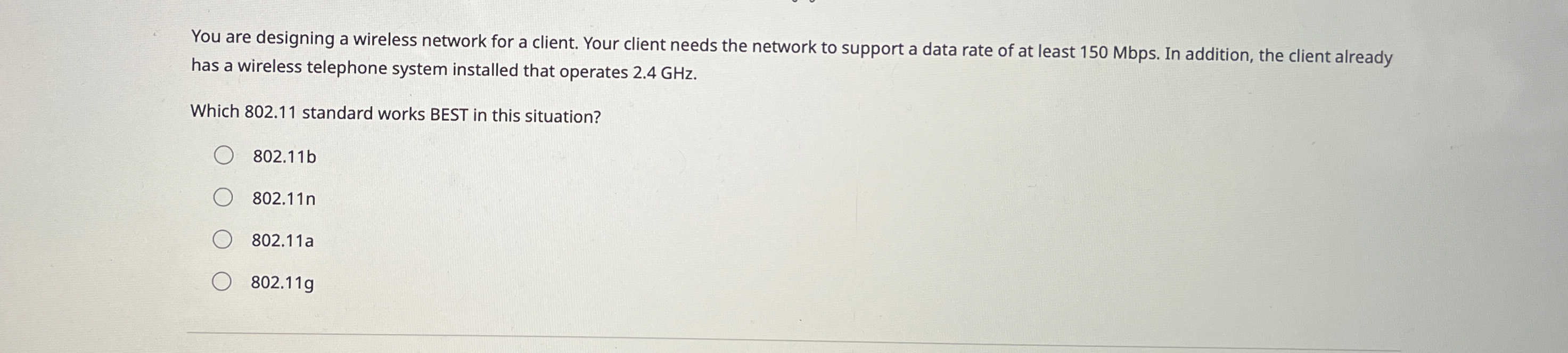 You are designing a wireless network for a