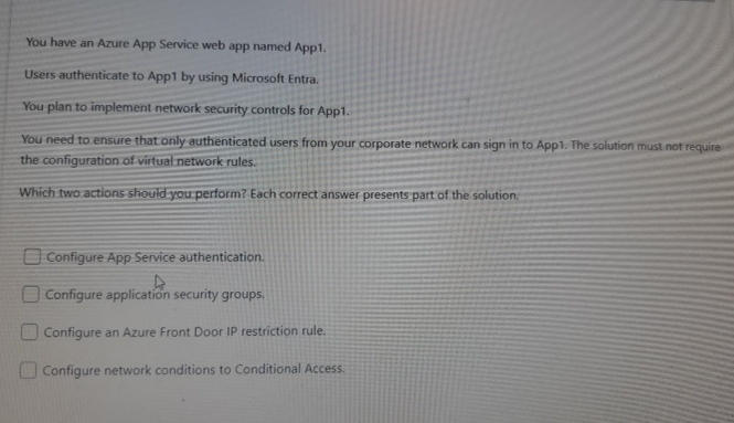 You have an Azure App Service web app named App 1