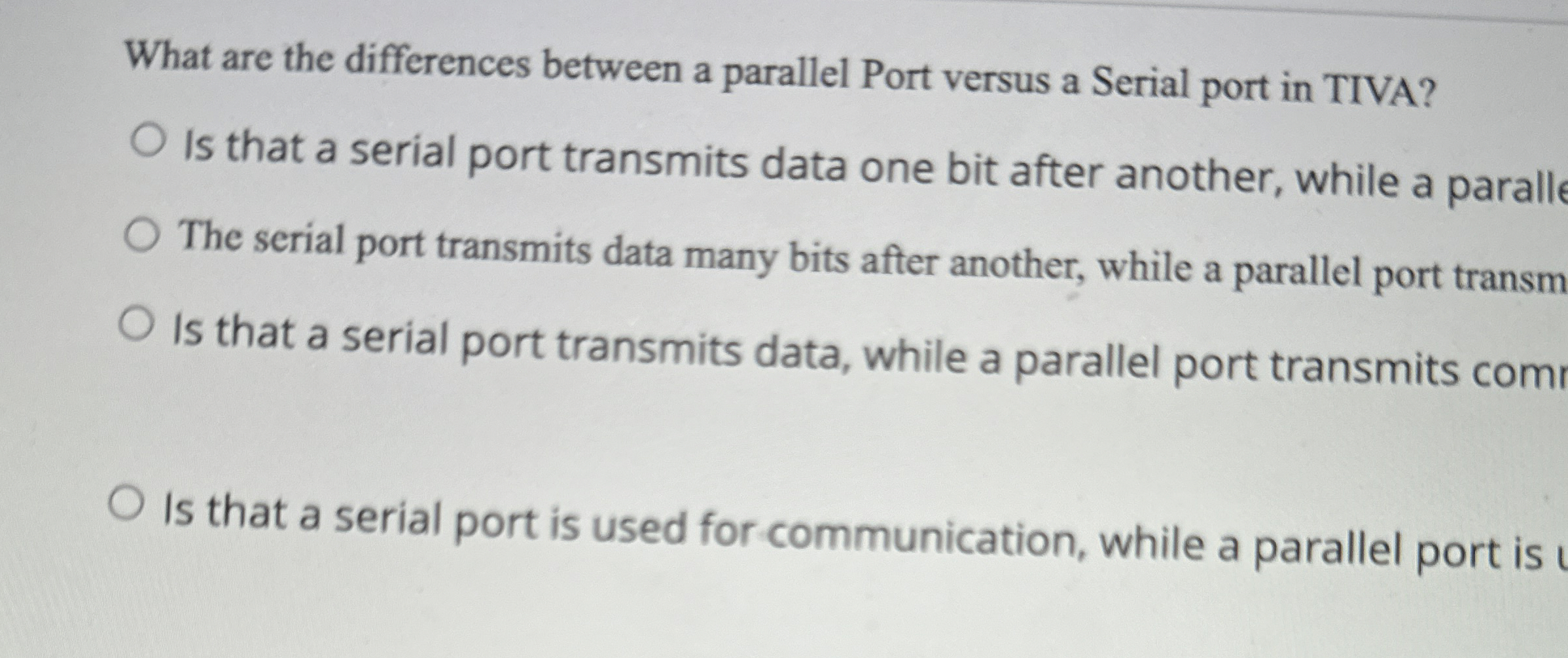 What are the differences between a parallel Port
