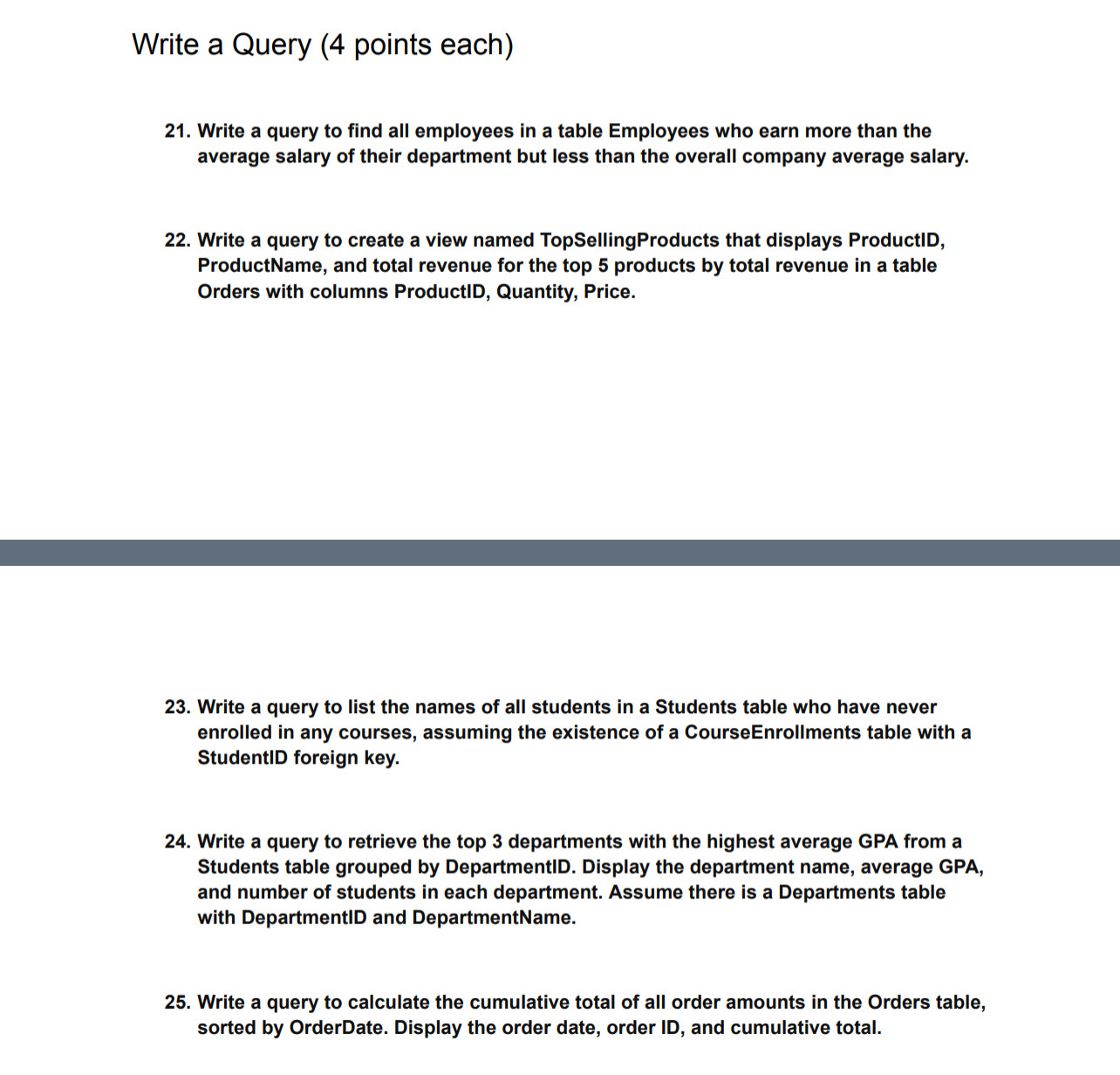 Hello I need help writing these queries. If you