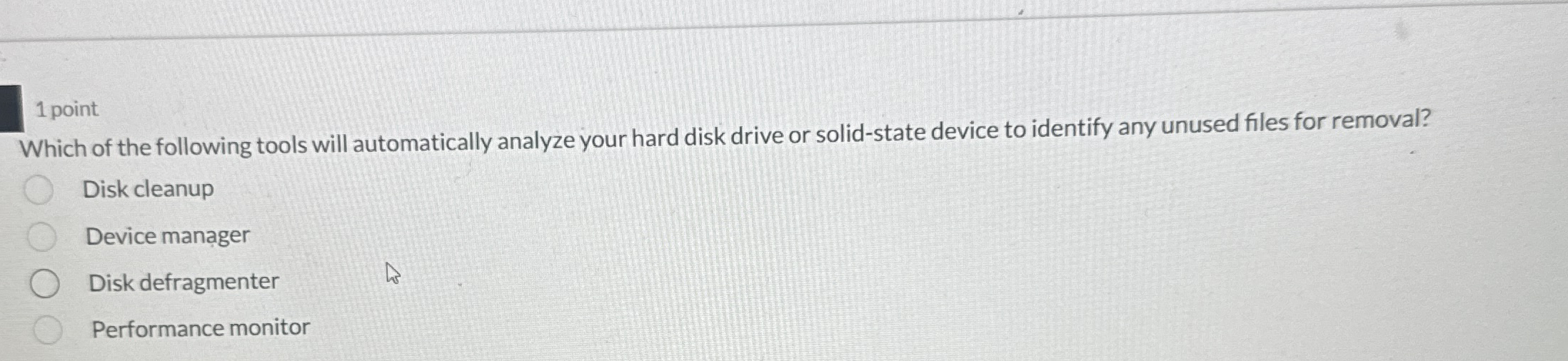 1 point Which of the following tools will