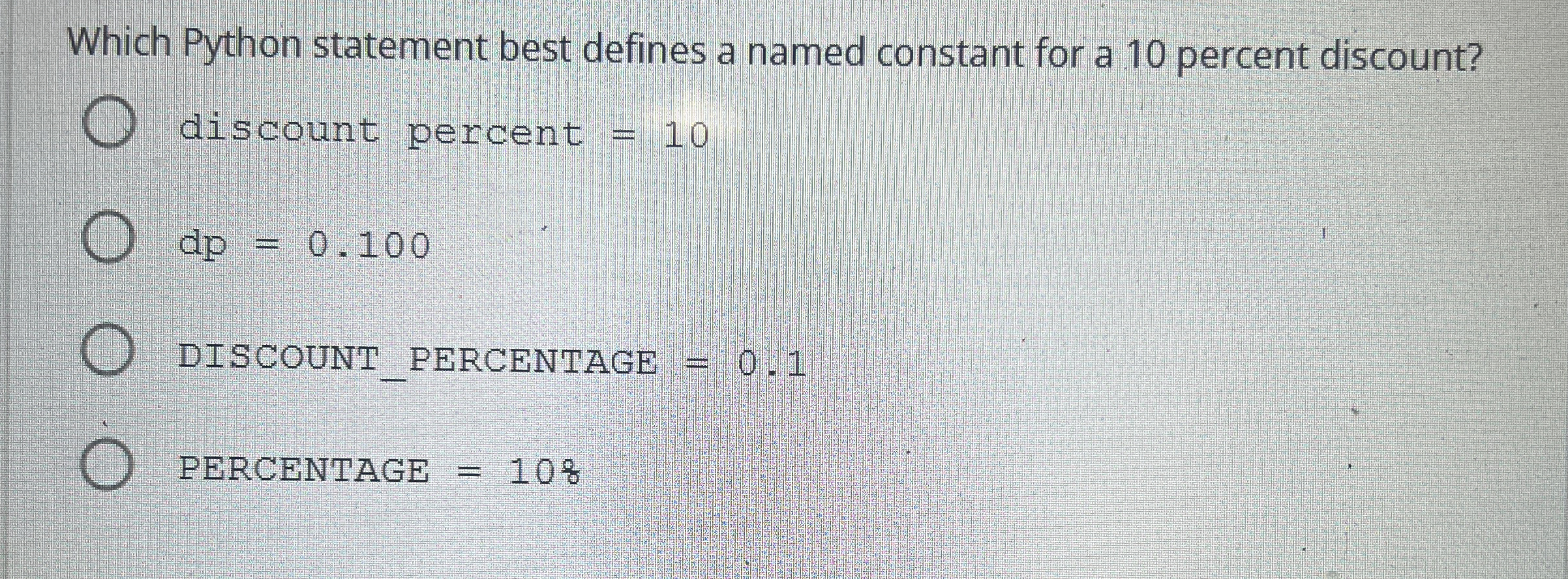 Which Python statement best defines a named