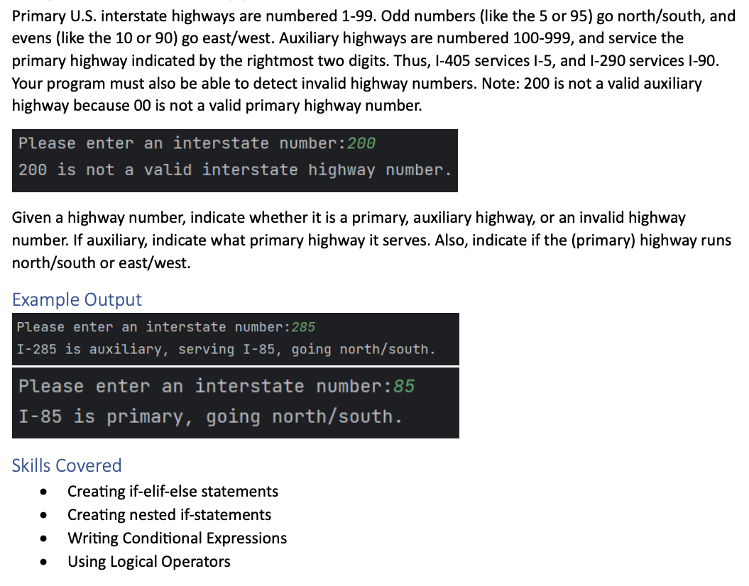 Use Python. Primary U . S . interstate highways