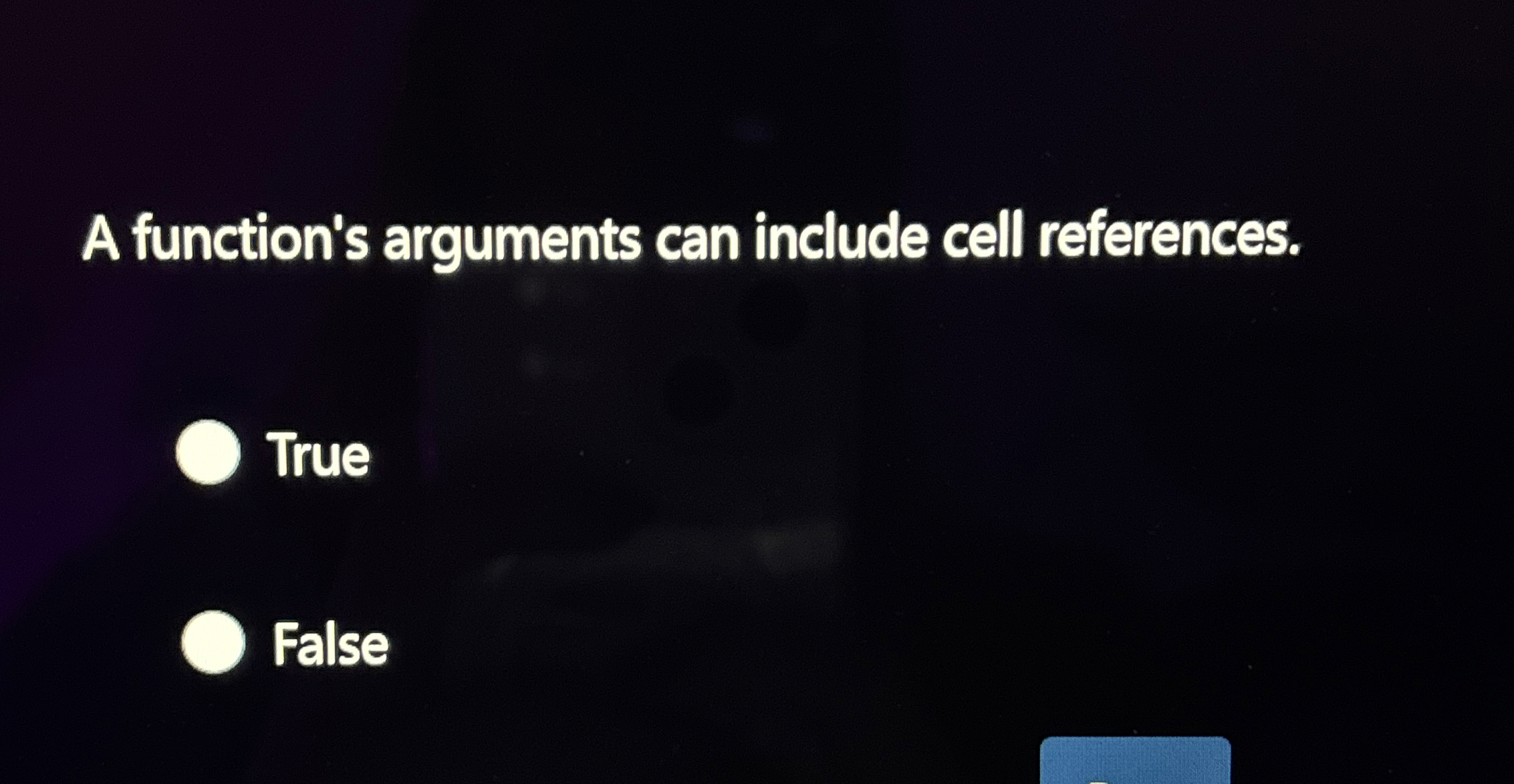 A function's arguments can include cell