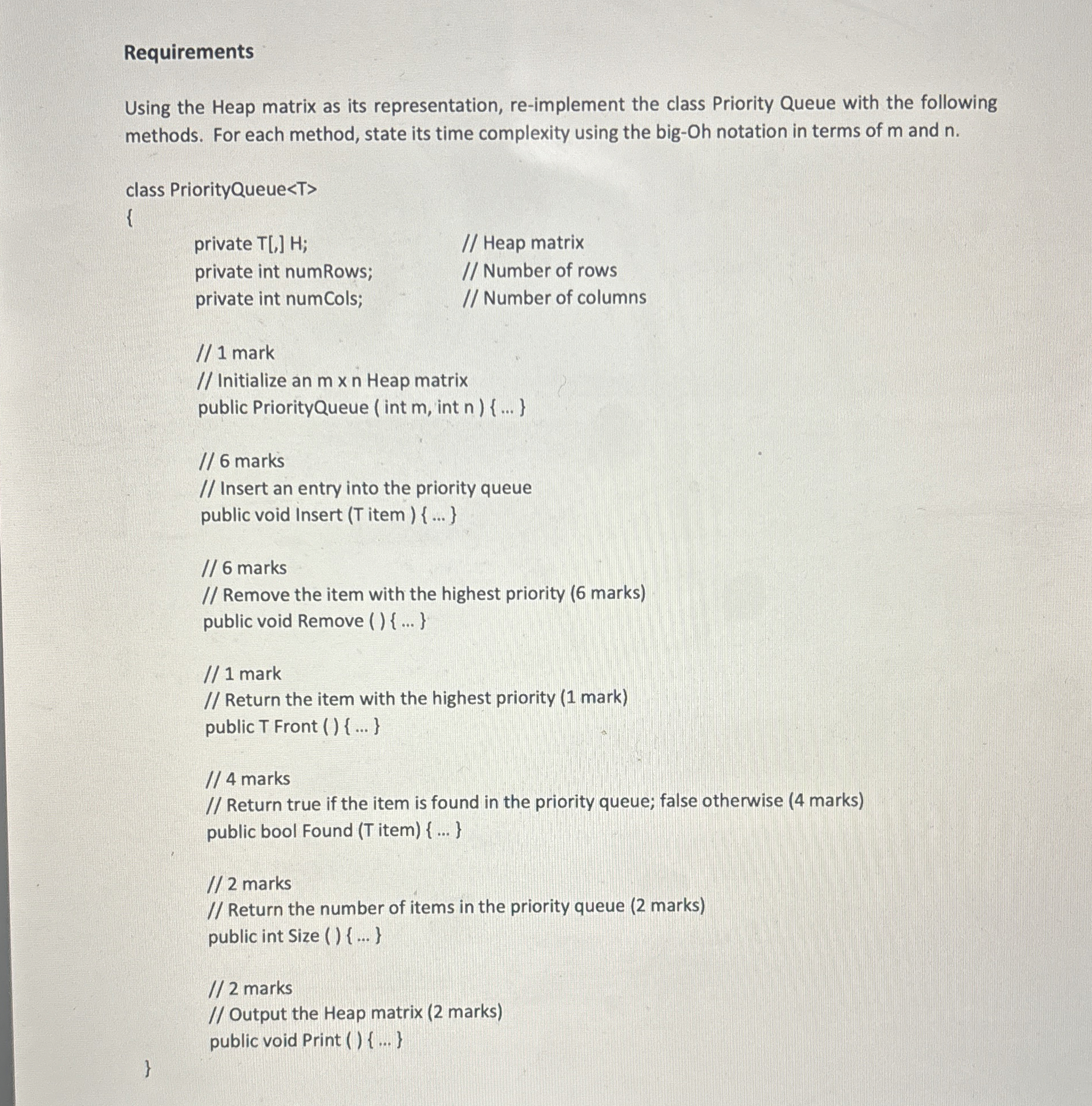 Part A: Heap Matrices ( 3 0 marks ) Background