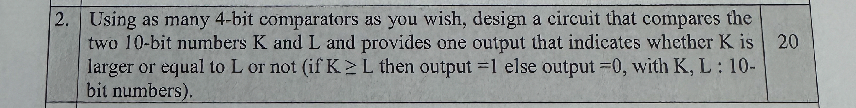 Using as many 4 - bit comparators as you wish,