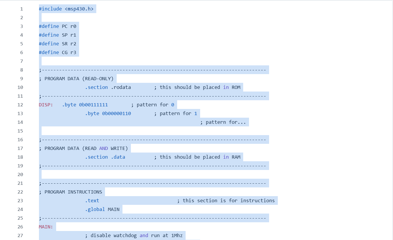 done is assembly language please msp 4 3 0 Mode 0