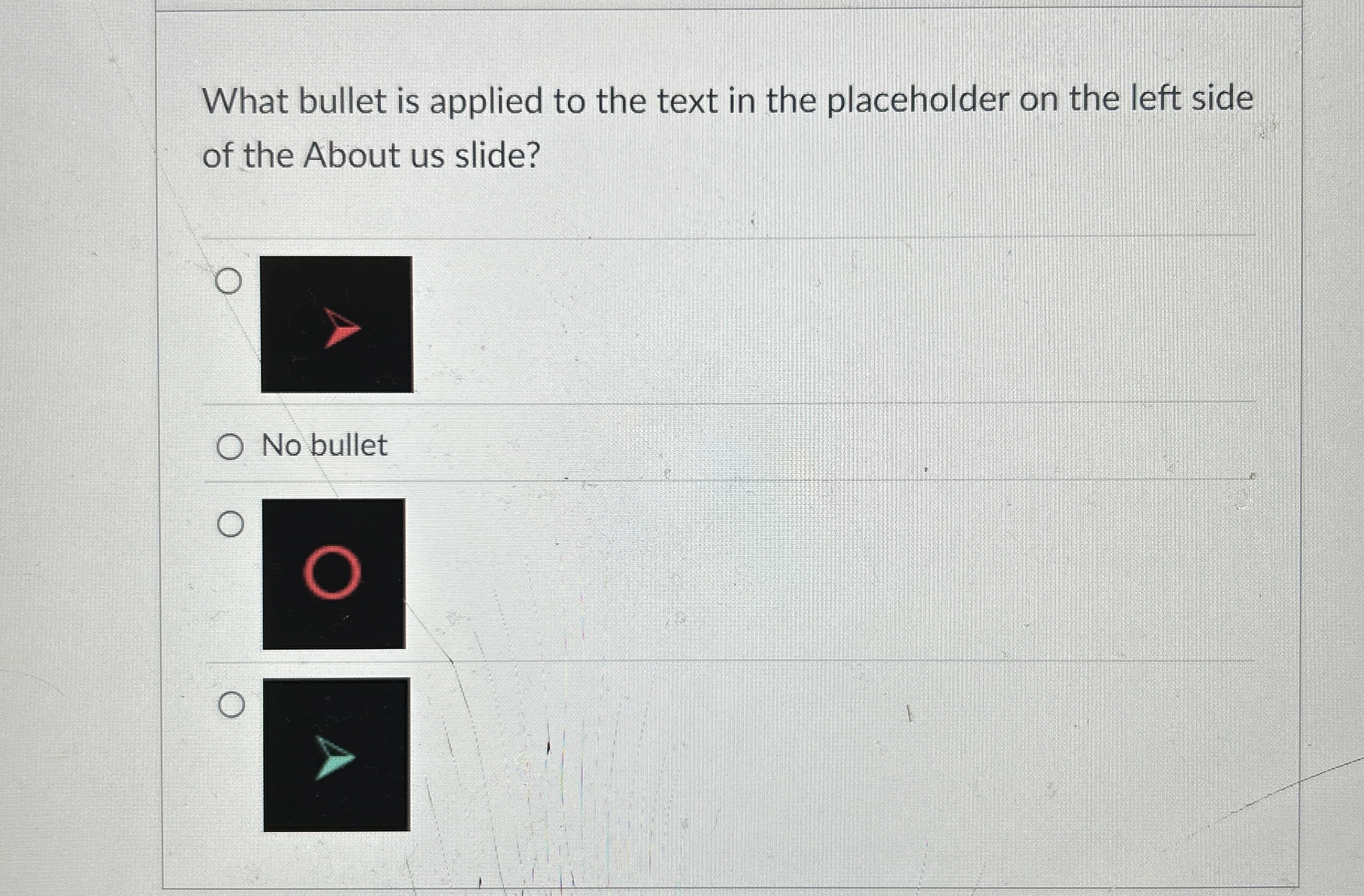 What bullet is applied to the text in the