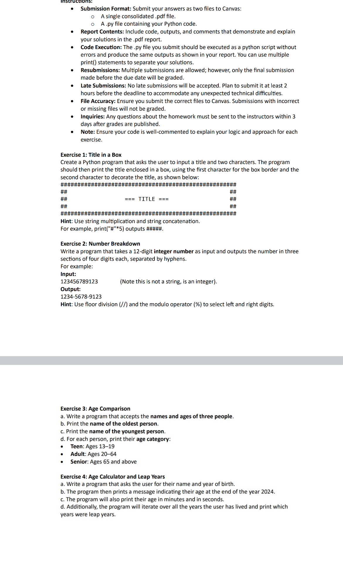 Submission Format: Submit your answers as two