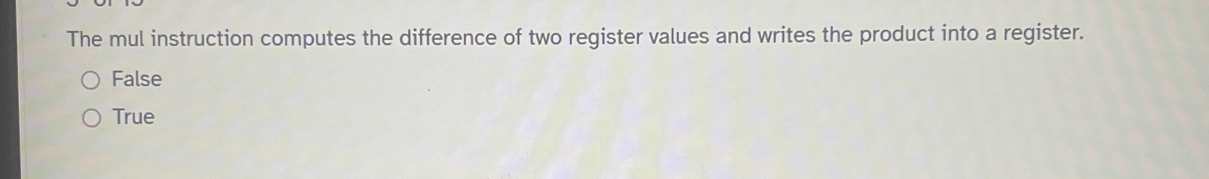 The mul instruction computes the difference of
