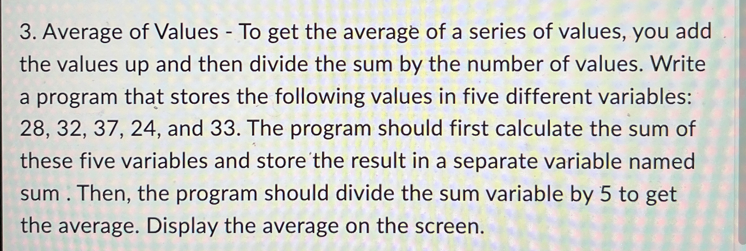 C + + Average of Values - To get the average of a