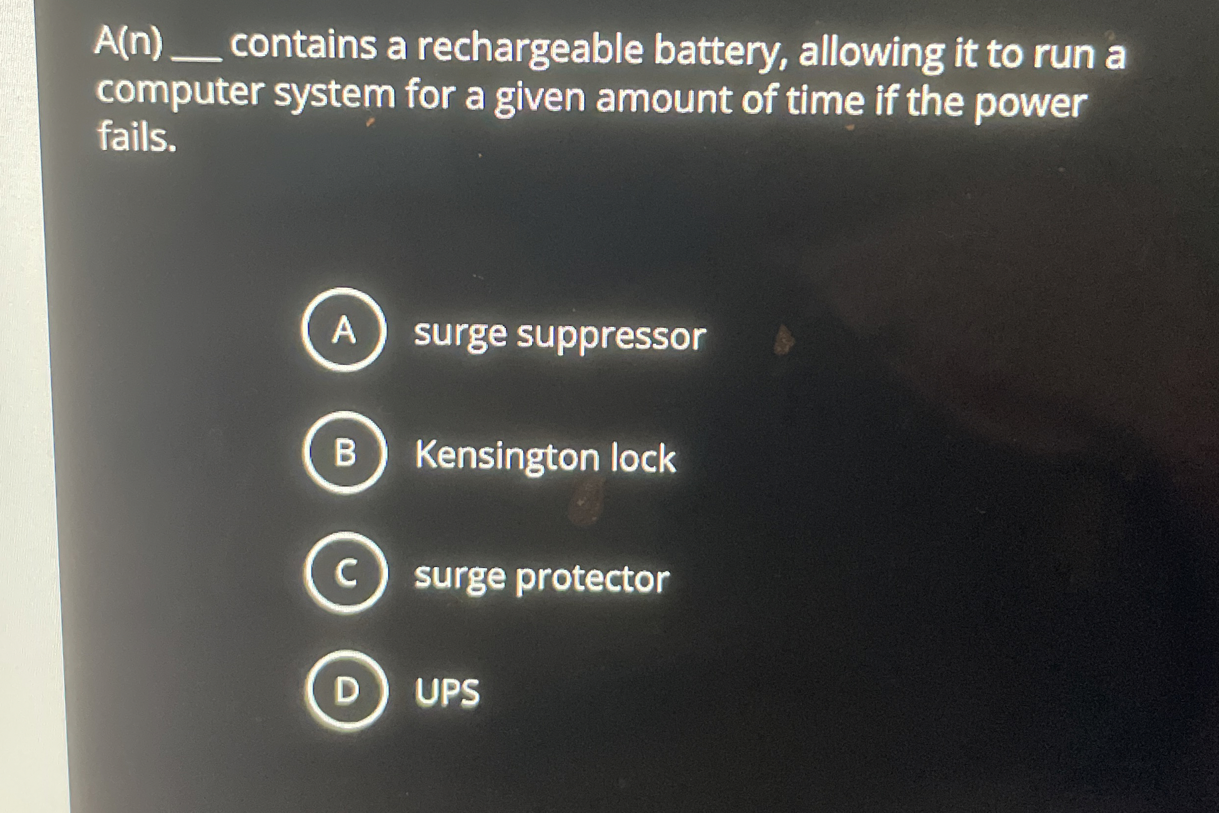 A ( n ) contains a rechargeable battery, allowing