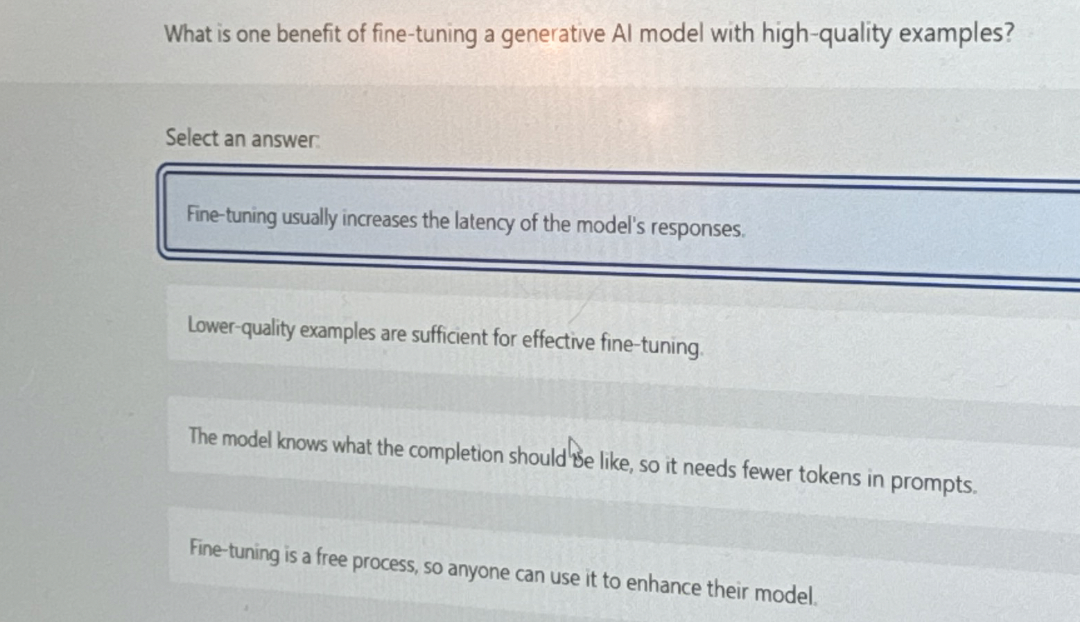 What is one benefit of fine - tuning a generative
