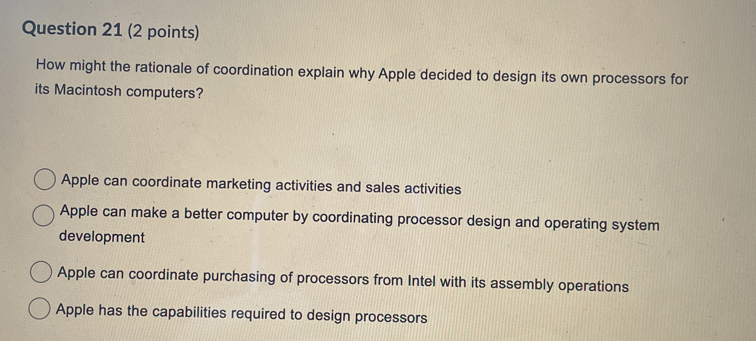 Question 2 1 ( 2 points ) How might the rationale