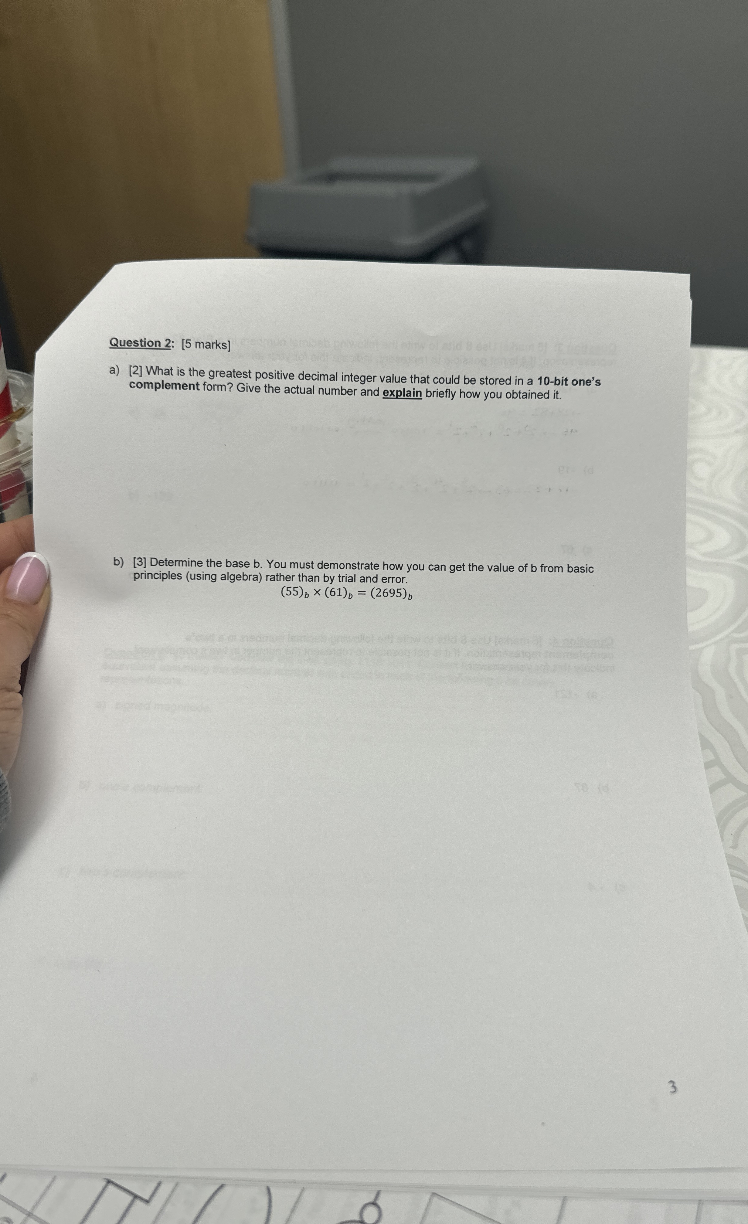 Question 2 : [ 5 marks ] a ) [ 2 ] What is the