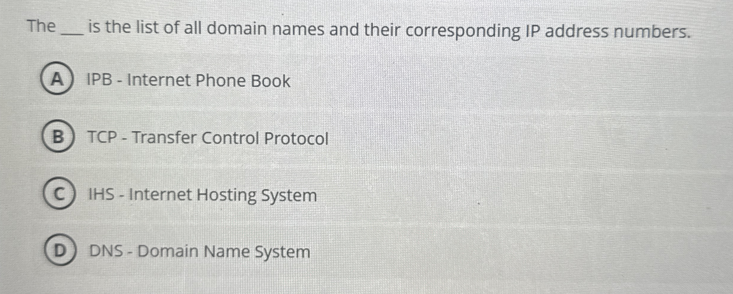 The q , is the list of all domain names and their