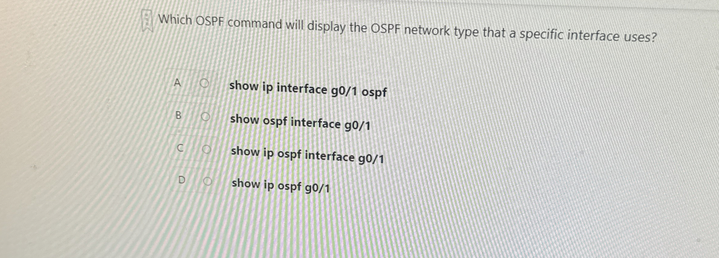 Which OSPF command will display the OSPF network