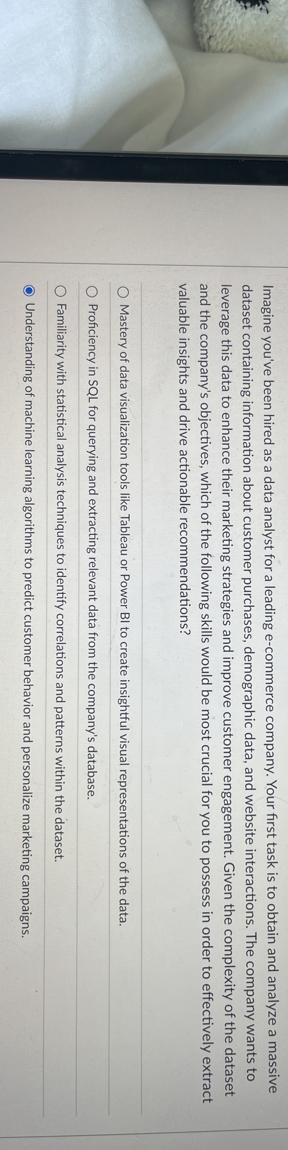 Imagine you've been hired as a data analyst for a