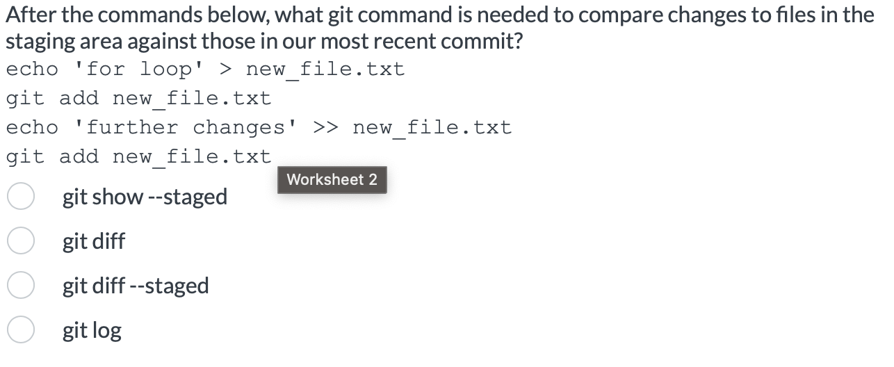 After the commands below, what git command is
