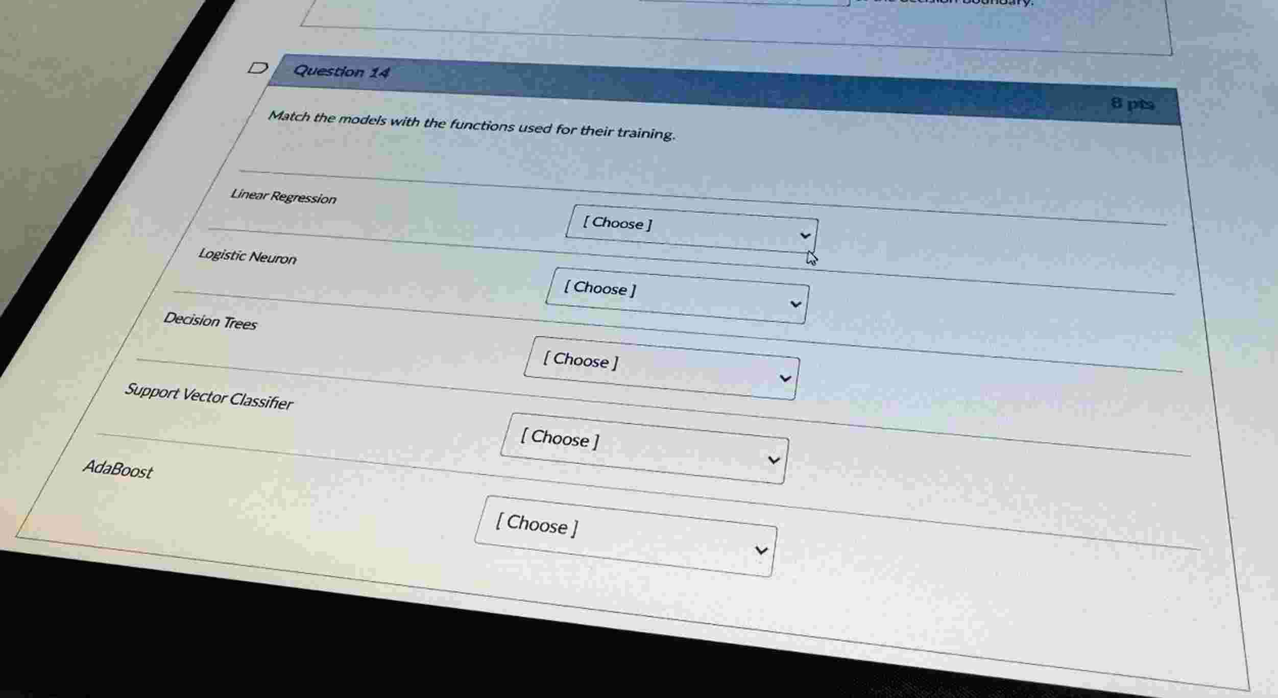 Match the models with the functions used for