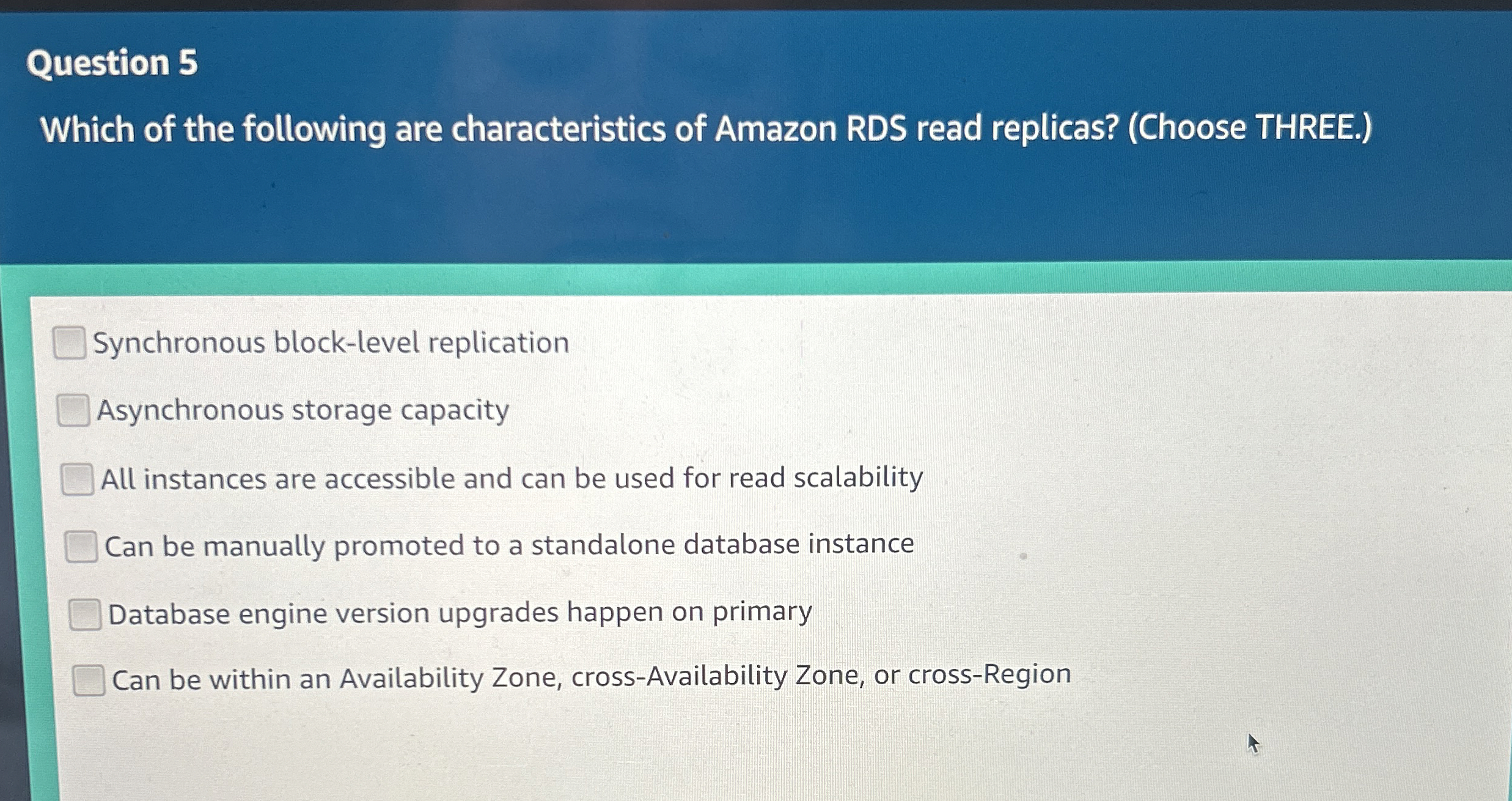 Question 5 Which of the following are