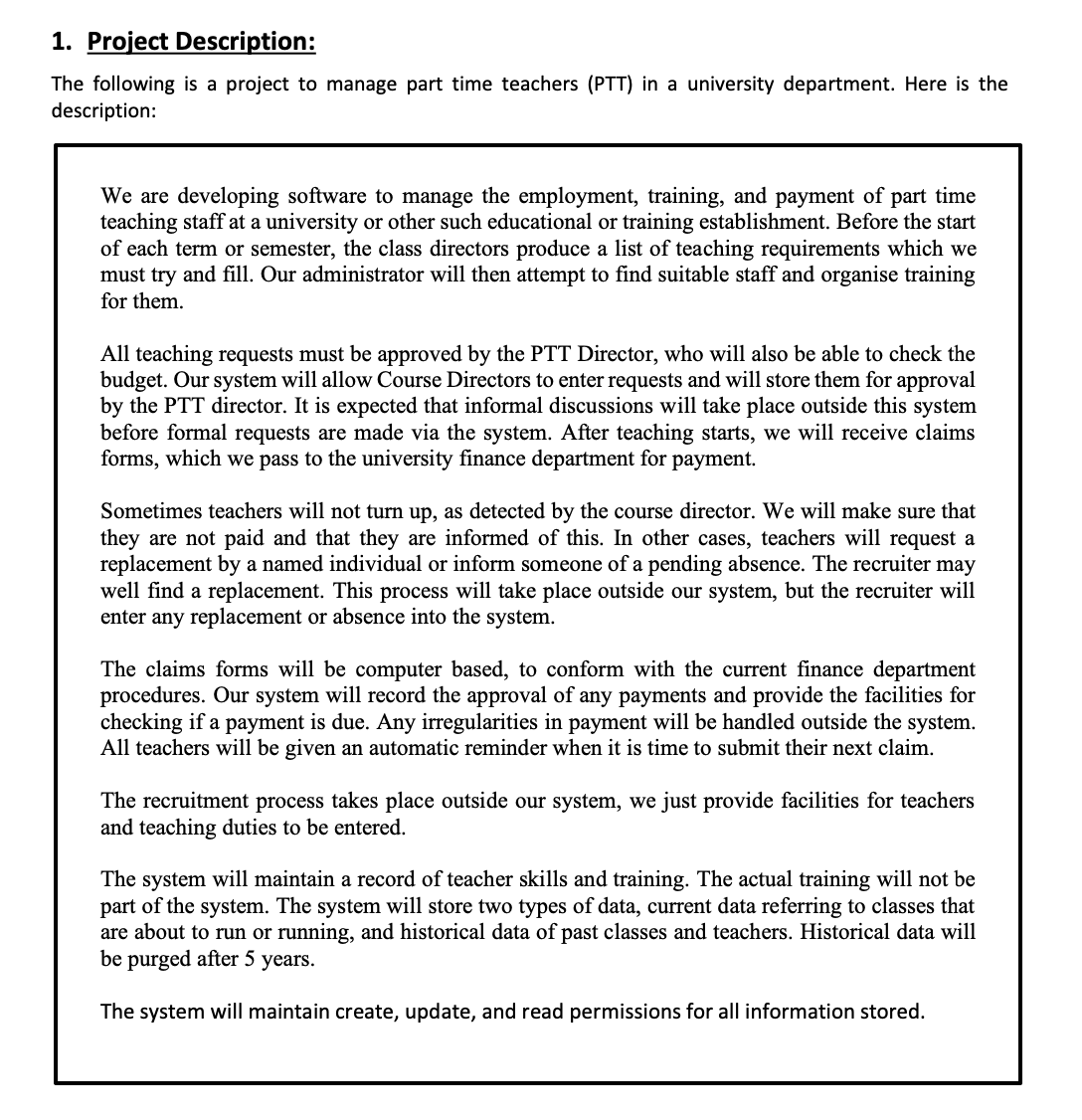 The following is a project to manage part time