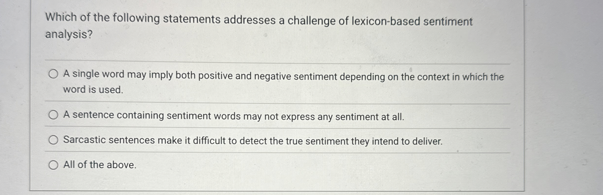 Which of the following statements addresses a