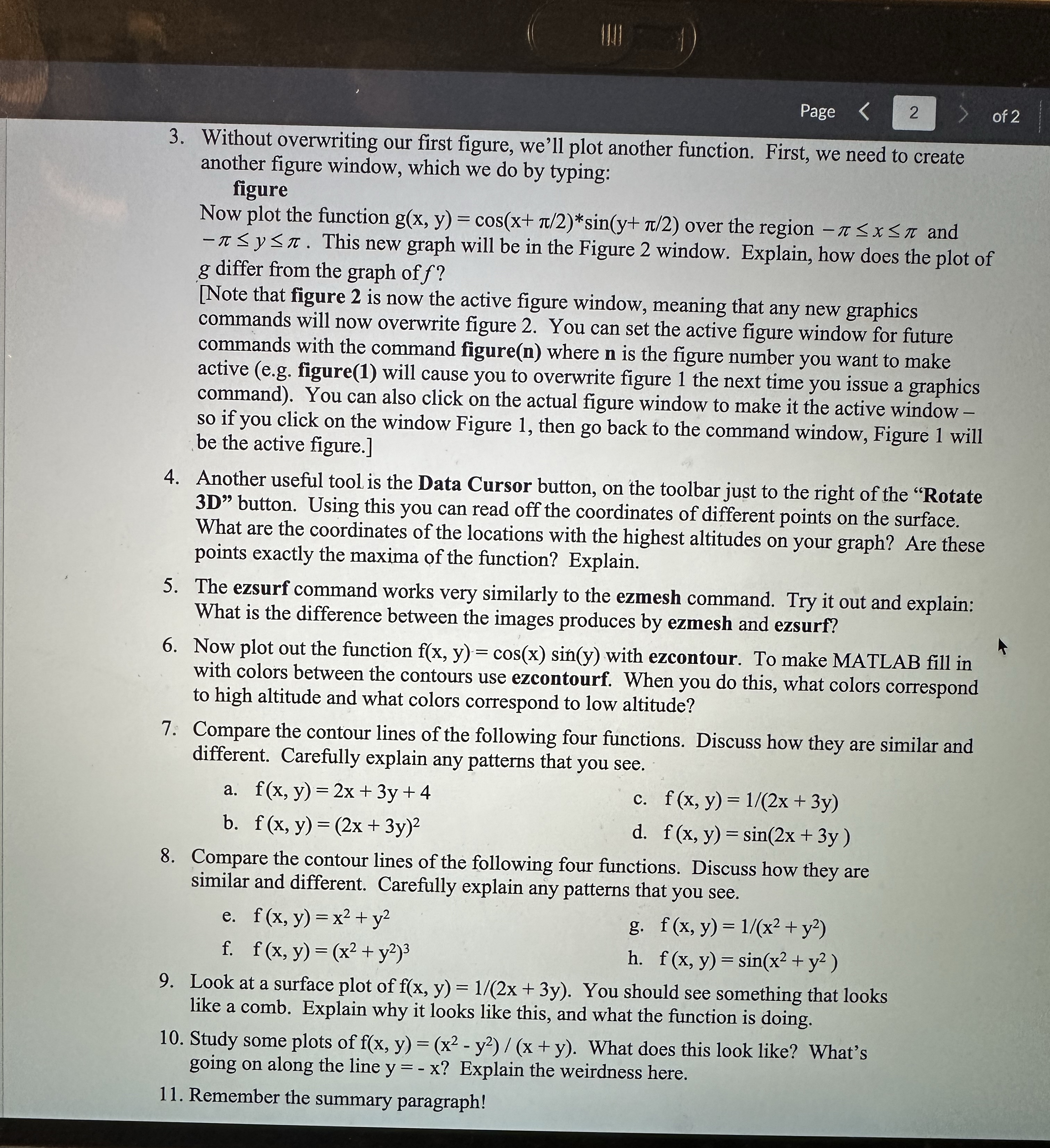 need help with 4 - 1 0 please. Please use Matlab,
