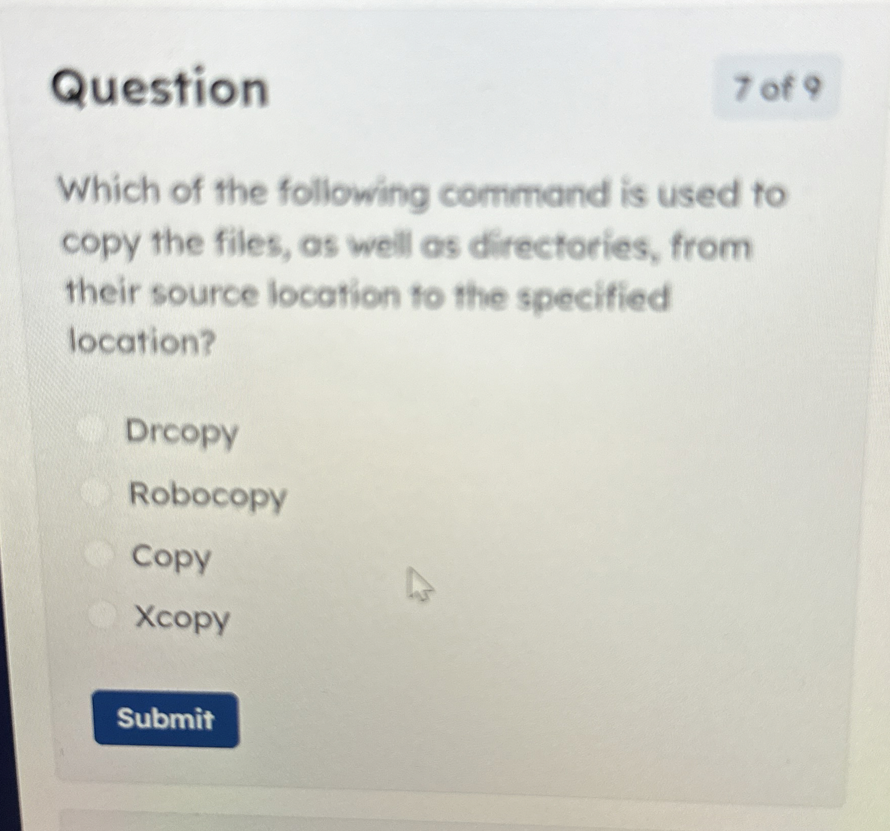 Question Which of the following command is used
