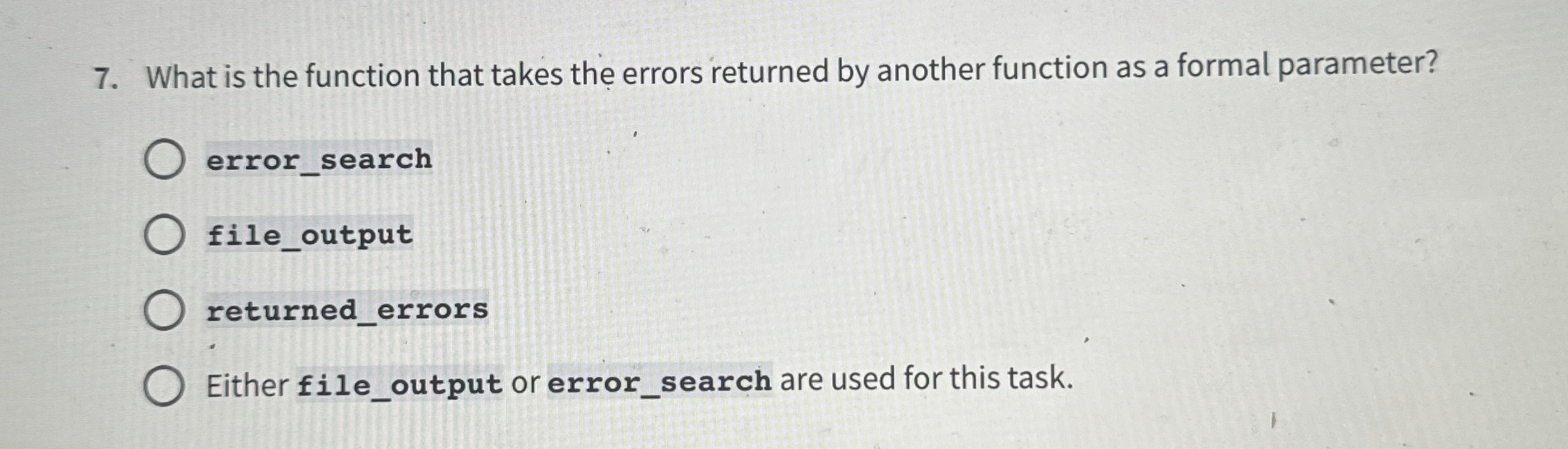 What is the function that takes the errors
