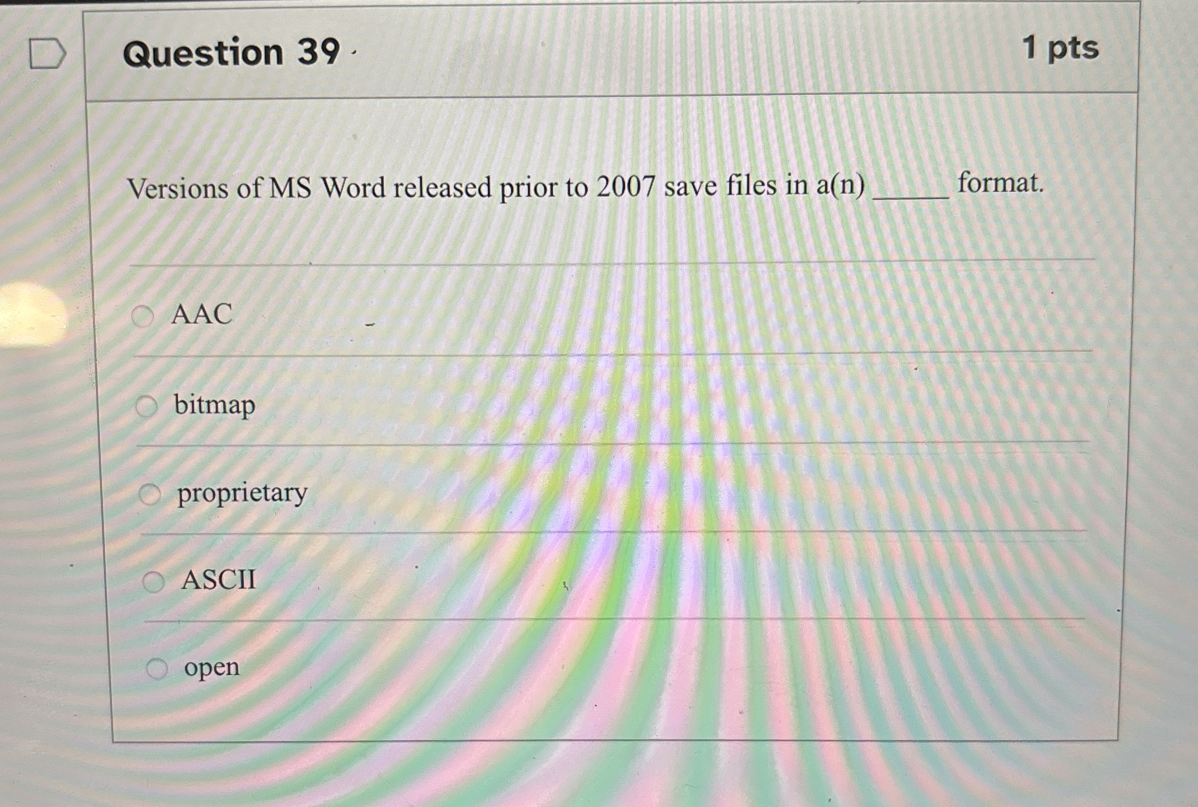 Question 3 9 Versions of MS Word released prior