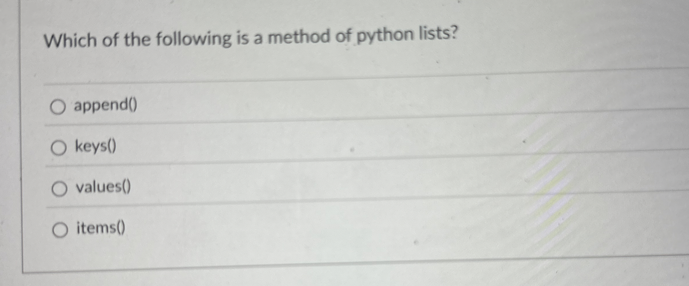 Which of the following is a method of python