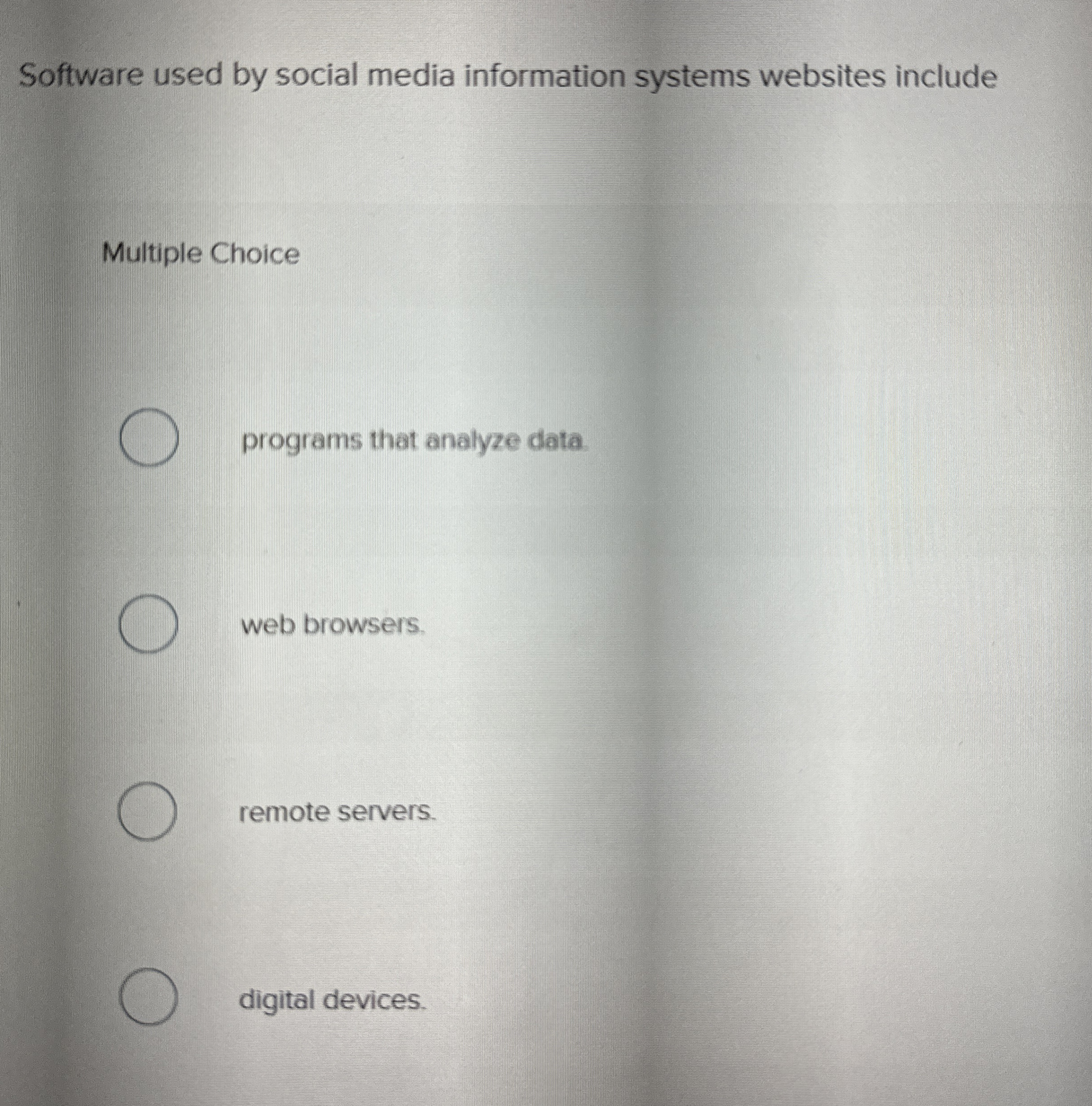 Software used by social media information systems