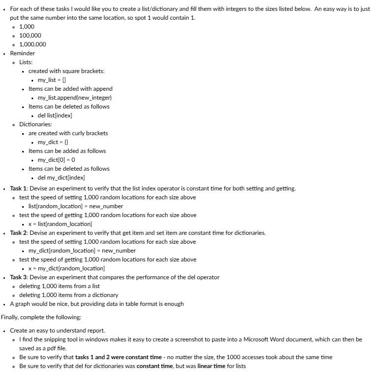 - For each of these tasks I would like you to