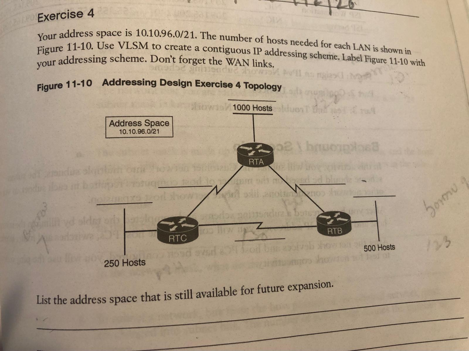 Exercise 4 Your address space is 1 0 . 1 0 . 9 6