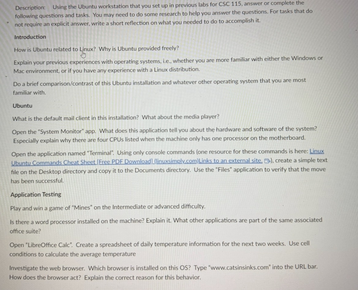 Description: Using the Ubuntu workstation that