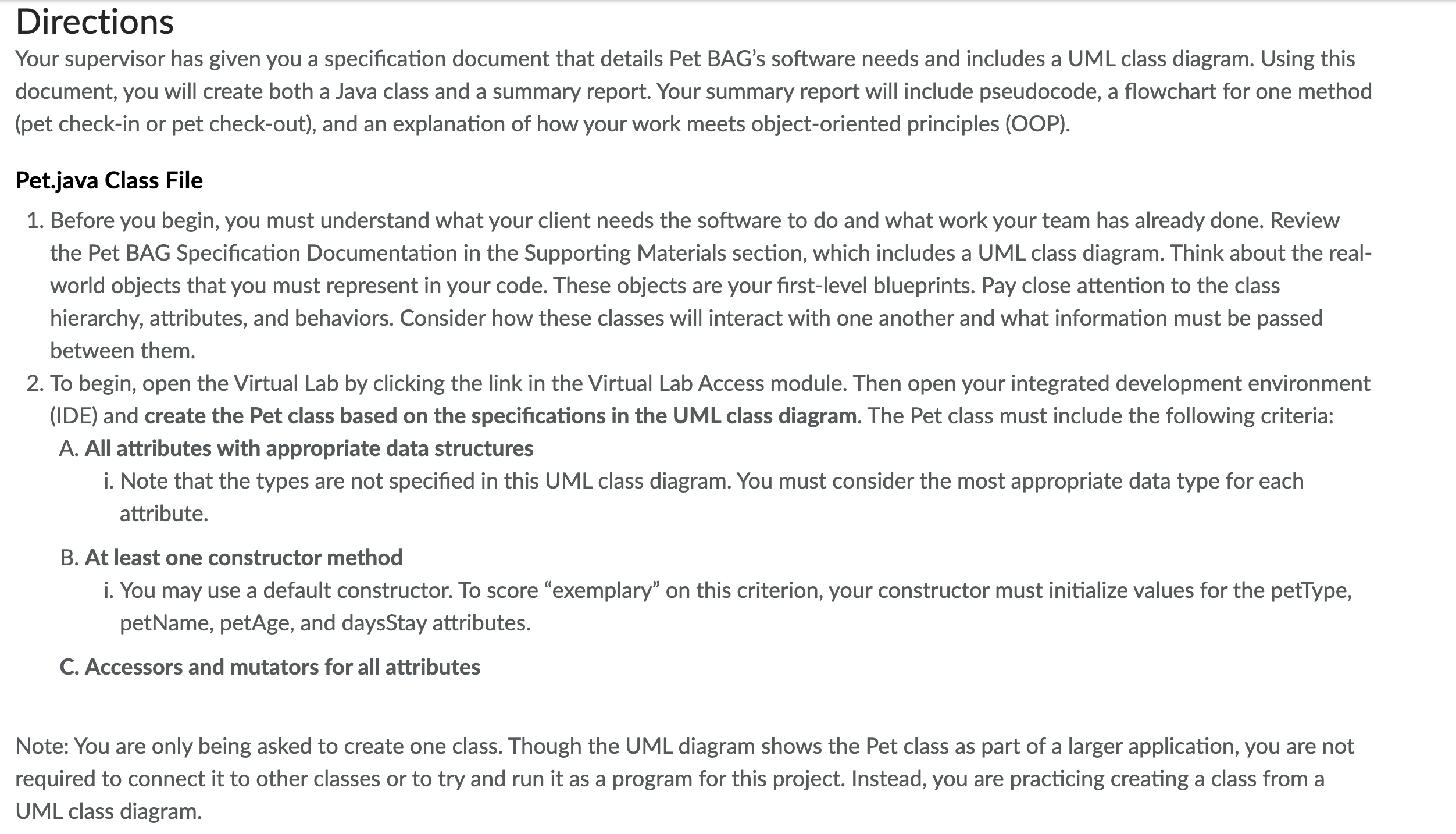 Pet.java Class File 1 . Before you begin, you