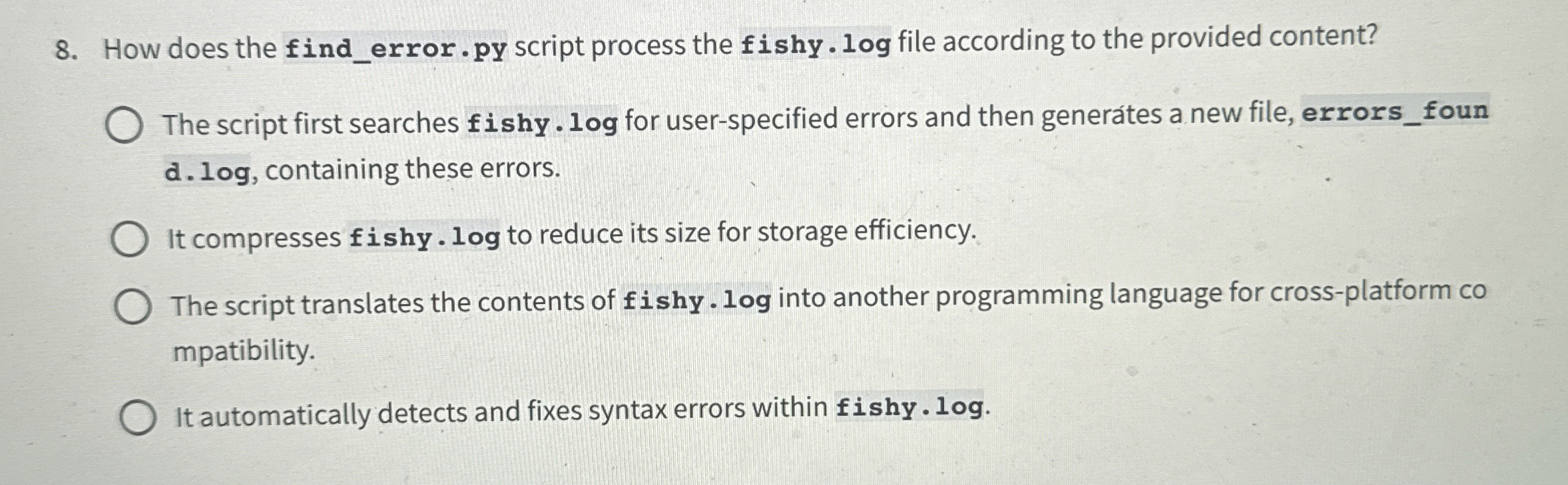 How does the find _ error.py script process the