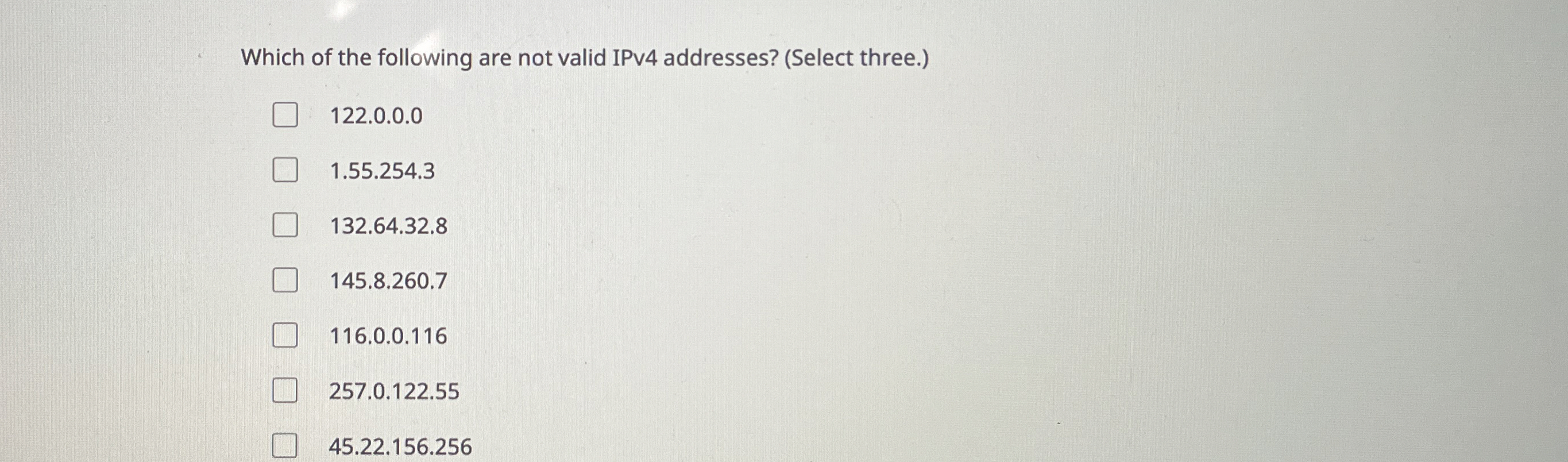 Which of the following are not valid IPv 4