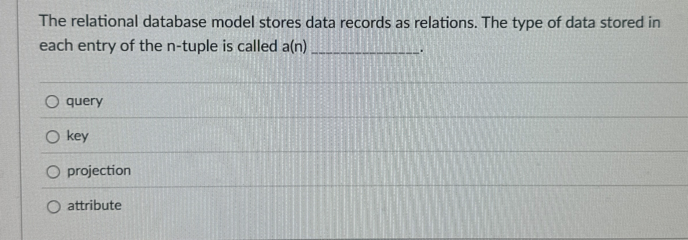 The relational database model stores data records