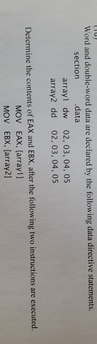 Word and double - word data are declared by the