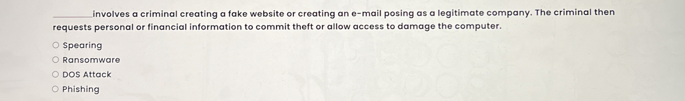 q , involves a criminal creating a fake website