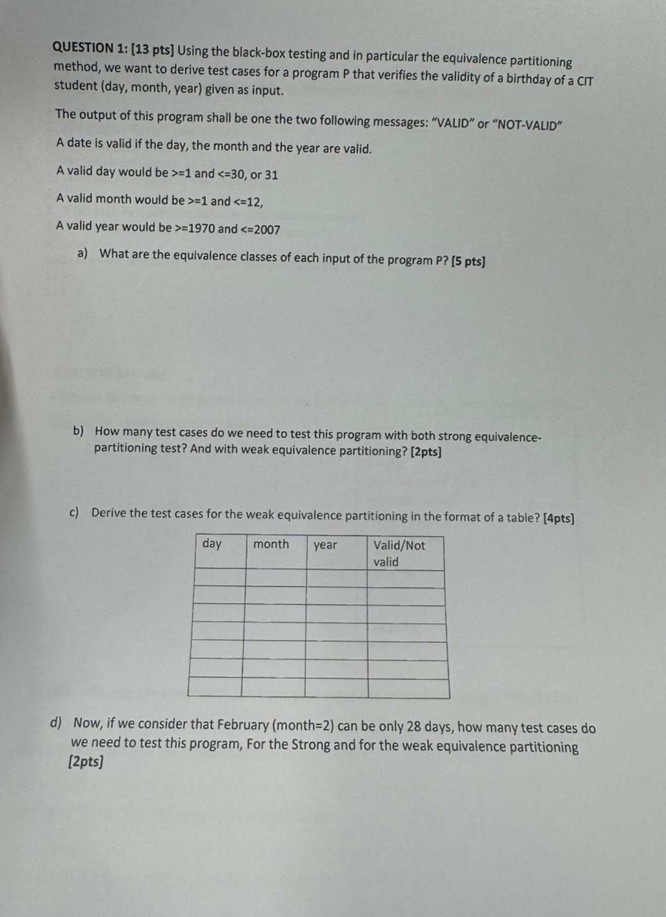 QUESTION 1 : [ 1 3 pts ] Using the black - box