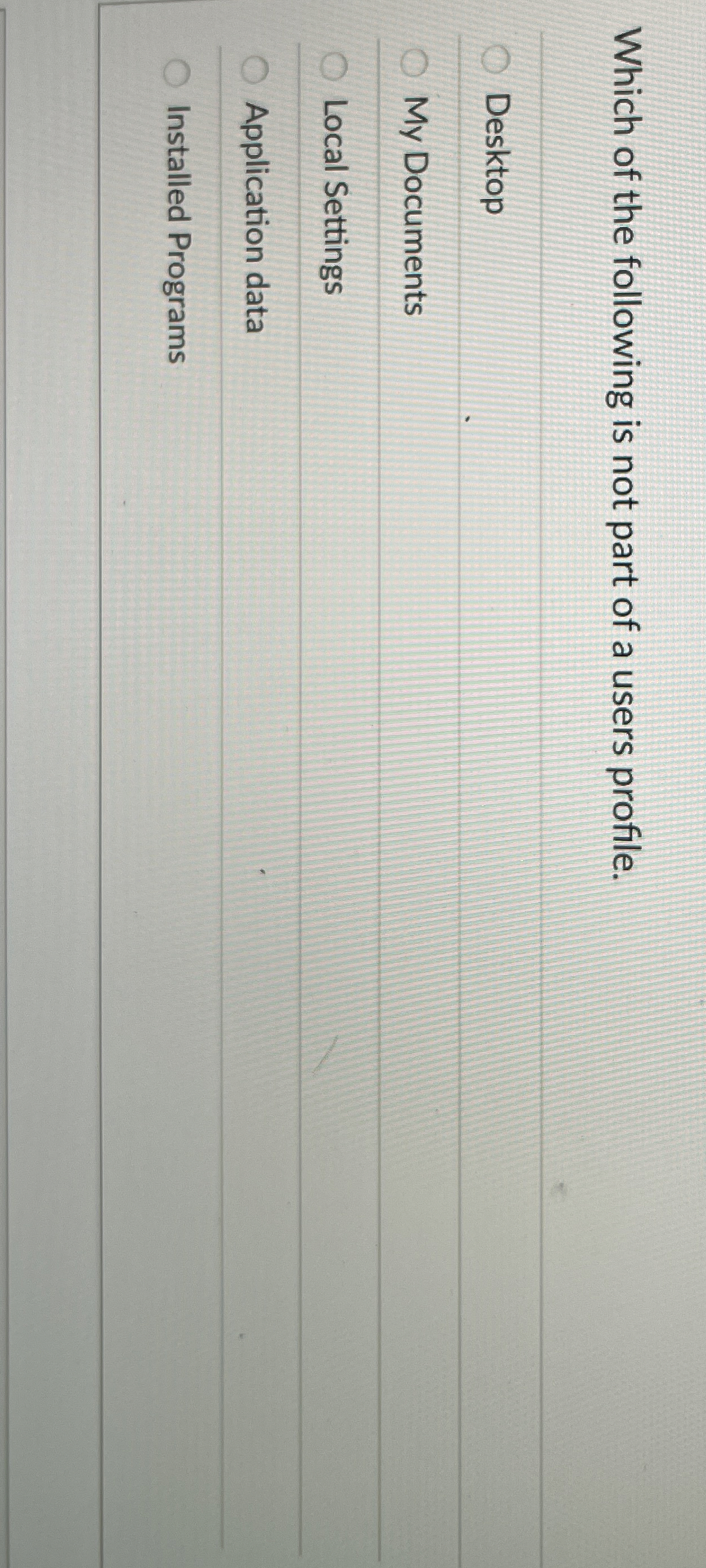 Which of the following is not part of a users