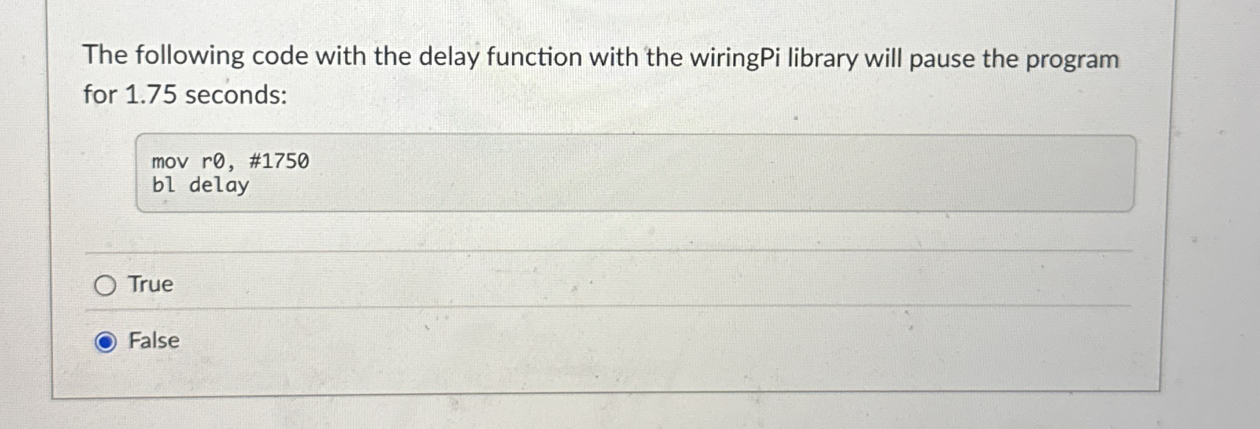 The following code with the delay function with