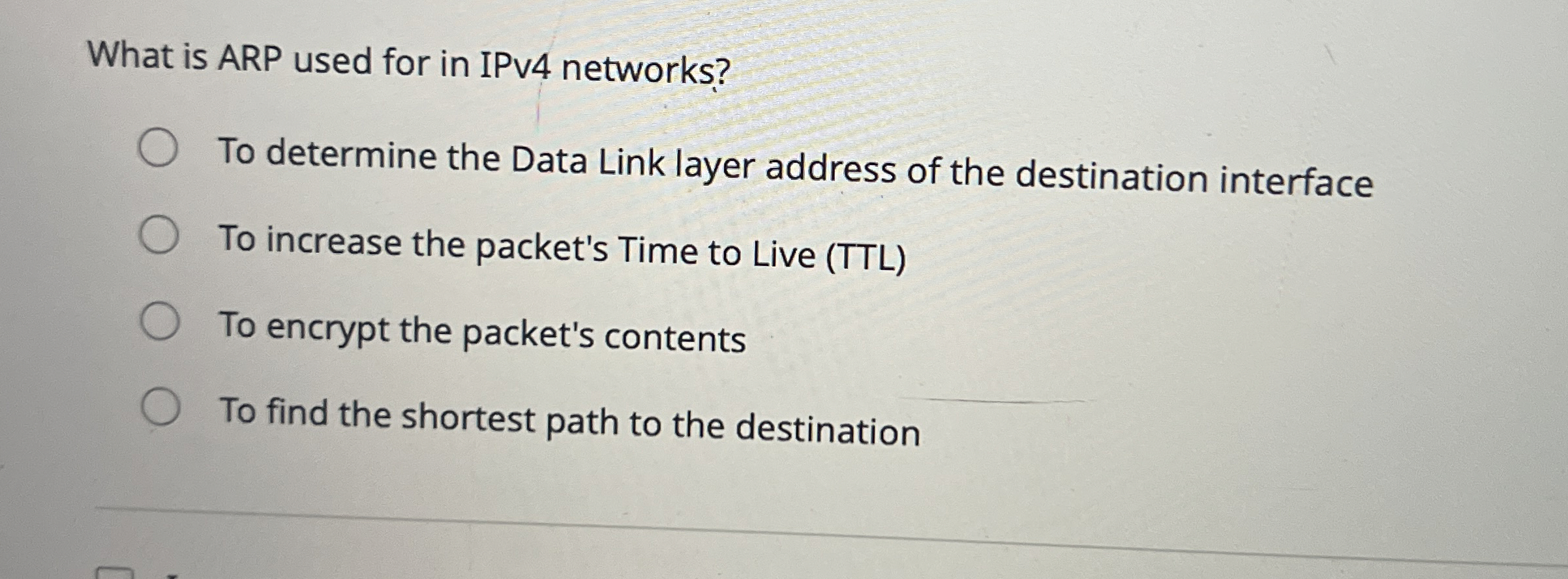 What is ARP used for in IPv 4 networks? To