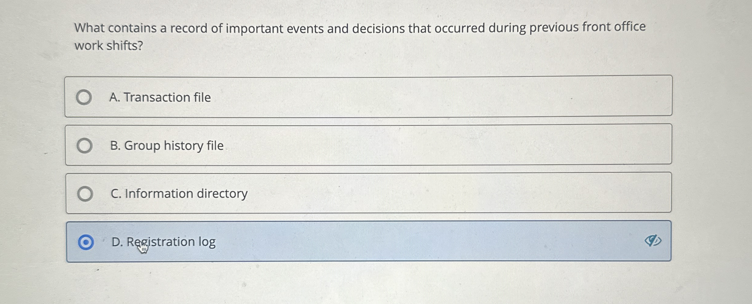 What contains a record of important events and